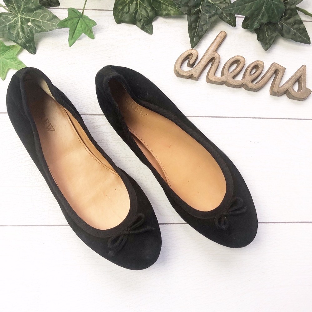 J. Crew Factory Black Suede Classic Ballet Flats
